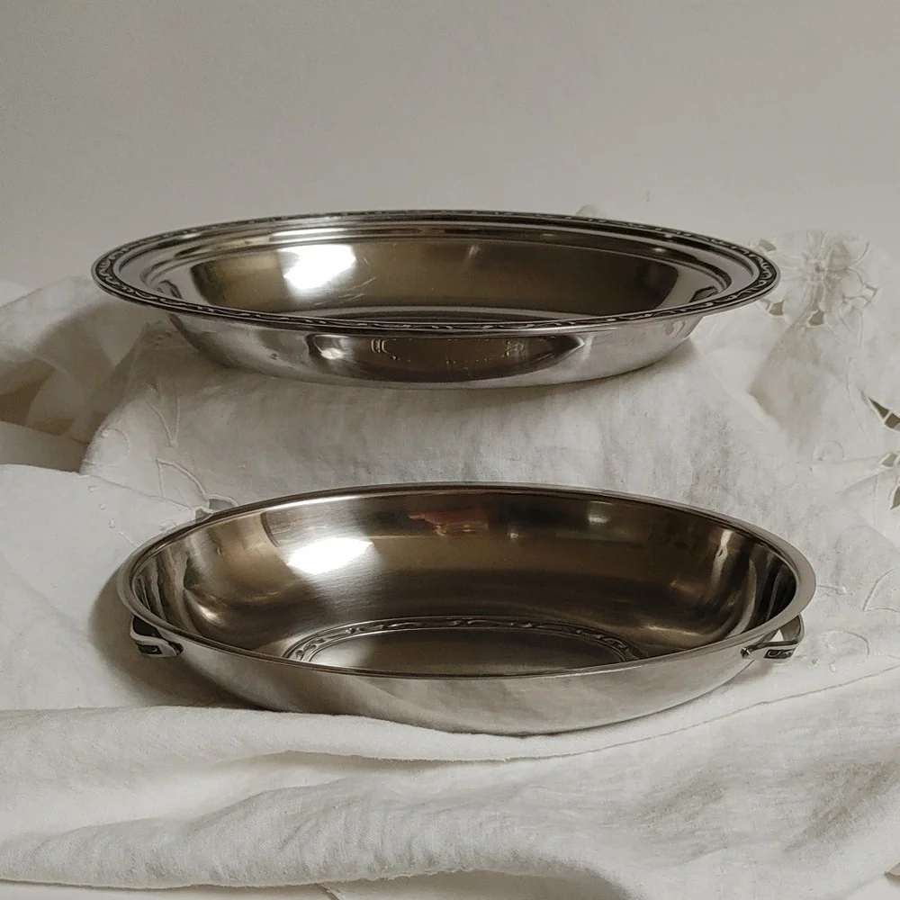 Mid Century Oneida Oval Stainless Steel Covered Serving Dish